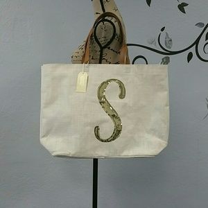 Mud pie cream-colored tote. 0906P4